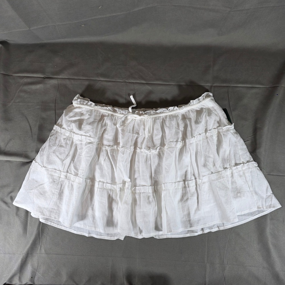 Wild Fable Women XL‎ White Tiered Mini Skirt Ruffle Waist Cotton Blend WFB1436J